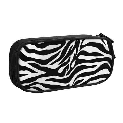 YFSGDLBN Federmäppchen mit Zebramuster, großes Fassungsvermögen, Doppel-Federmäppchen, tragbare Schreibwaren-Tasche, Schwarz , Einheitsgröße, Münzfach von YFSGDLBN