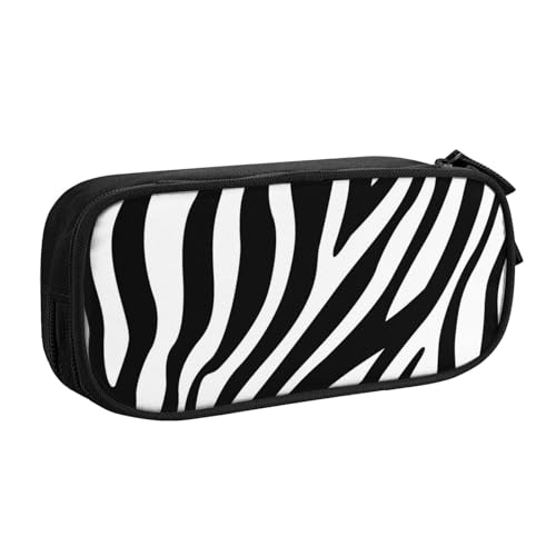 YFSGDLBN Federmäppchen mit Zebramuster, großes Fassungsvermögen, Doppel-Federmäppchen, tragbare Schreibwaren-Tasche, Schwarz , Einheitsgröße, Münzfach von YFSGDLBN