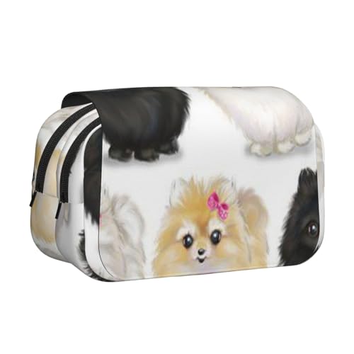 YFSGDLBN Federmäppchen mit Zwergspitzmuster, doppeltes Klappetui von YFSGDLBN