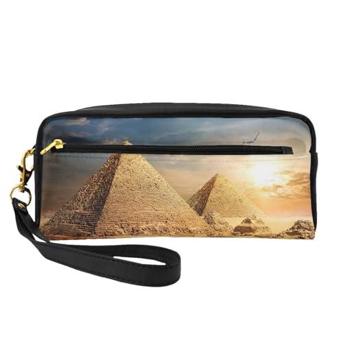 YFSGDLBN Federmäppchen mit ägyptischer Pyramide in Wüste bedruckt, kleine Make-up-Tasche, Aufbewahrungstasche von YFSGDLBN