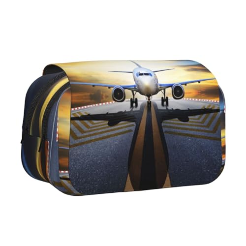 YFSGDLBN Federmäppchen mit doppeltem Klappetui, Motiv: Rucksack, Flugzeug von YFSGDLBN