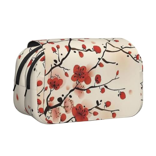 YFSGDLBN Federmäppchen mit japanischem Blumendruck, doppeltes Etui, Federtasche, Pflaume von YFSGDLBN