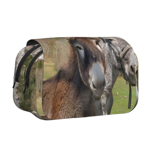 YFSGDLBN Federmäppchen mit lustigem Esel-Motiv, doppeltes Klappetui von YFSGDLBN