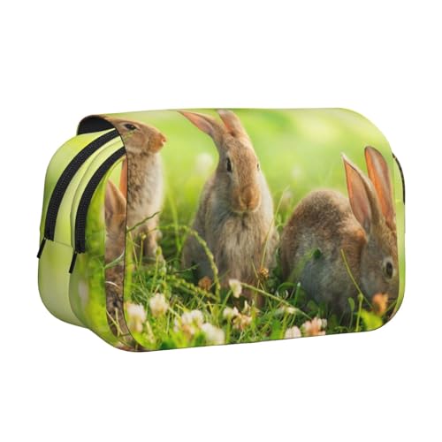 YFSGDLBN Federmäppchen mit lustigem Kaninchen-Motiv, doppeltes Klappetui von YFSGDLBN
