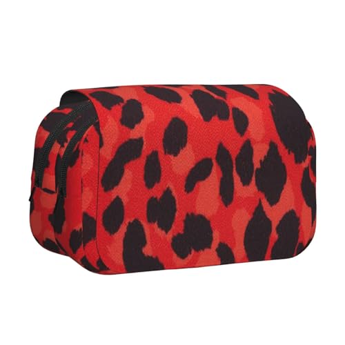 YFSGDLBN Federmäppchen mit rotem Leopardenmuster, doppeltes Klappetui von YFSGDLBN