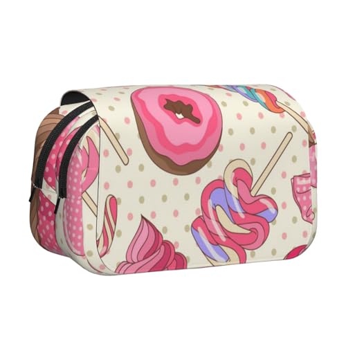 YFSGDLBN Federmäppchen mit süßem Lutscher-Motiv und Cupcake-Motiv, doppeltes Klappetui von YFSGDLBN