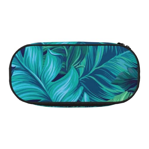 YFSGDLBN Federmäppchen mit tropischen Palmenblättern, bedruckt, Federmäppchen, tragbare Schreibwaren-Tasche, Schwarz , Einheitsgröße, Münztasche von YFSGDLBN