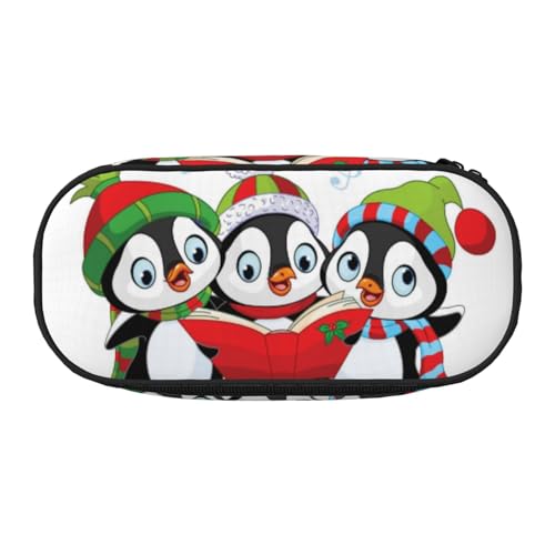YFSGDLBN Federmäppchen mit weihnachtlichem Pinguin-Druck, Federmäppchen, tragbare Schreibwaren-Tasche, Schwarz , Einheitsgröße, Münztasche von YFSGDLBN