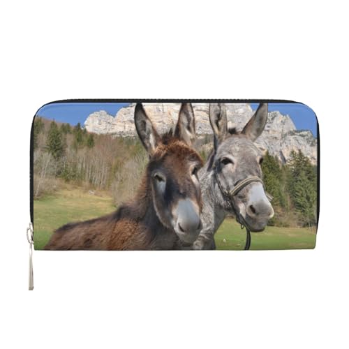 YFSGDLBN Funny Donkeys Bedruckte Leder Handgeldbörse Lang Echtleder Geldbörse Münzbörse, Schwarz , Einheitsgröße von YFSGDLBN