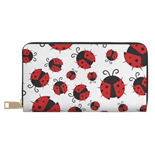 YFSGDLBN Funny Ladybug Printed Long Leather Wallet Clutch Wallet Zip Card Case, weiß, Einheitsgröße von YFSGDLBN