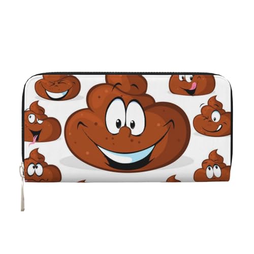 YFSGDLBN Funny Poop Printed Leather Hand Wallet Long Genuine Leather Wallet Coin Purse, Schwarz , Einheitsgröße von YFSGDLBN