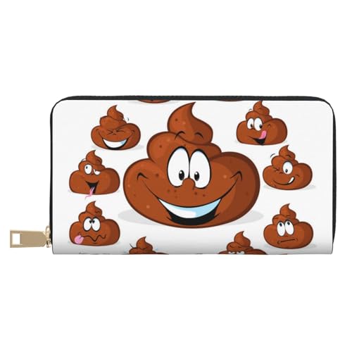 YFSGDLBN Funny Poop Printed Long Leather Wallet Clutch Wallet Zip Card Case, weiß, Einheitsgröße von YFSGDLBN