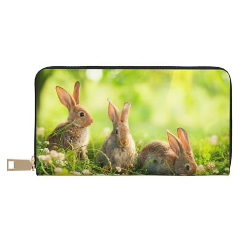 YFSGDLBN Funny Rabbits Printed Long Leather Wallet Clutch Wallet Zip Card Case, weiß, Einheitsgröße von YFSGDLBN