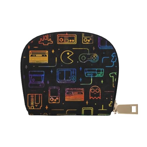YFSGDLBN Game Video Gaming Pattern Printed Leather Shell Card Bag Zip Card Holder Coin Organizer, weiß, Einheitsgröße von YFSGDLBN