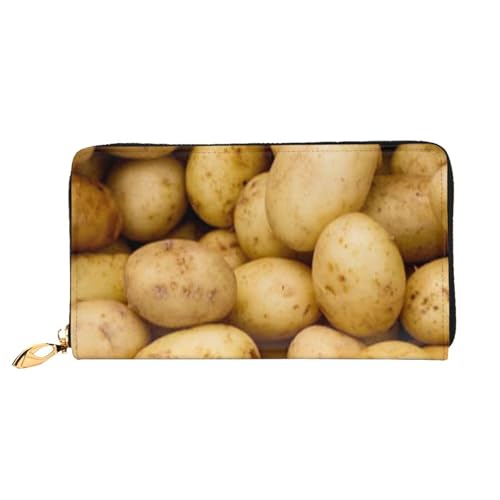 YFSGDLBN Garden Potatoes bedruckte lange Geldbörse aus echtem Leder, Münzgeldbörse, Clutch, Reißverschluss, Karten-Aufbewahrungstasche von YFSGDLBN