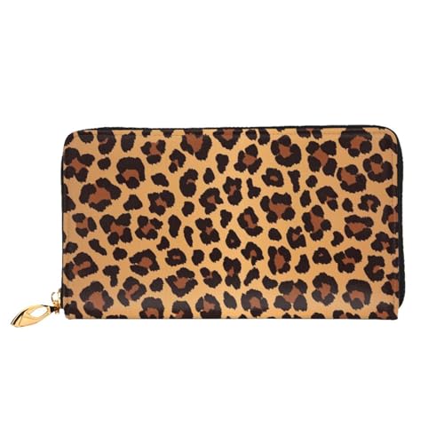 YFSGDLBN Geldbörse mit Leopardenmuster, lang, echtes Leder, Geldbörse, Clutch, Geldbörse, Reißverschluss, Karten-Aufbewahrungstasche von YFSGDLBN