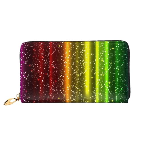 YFSGDLBN Geldbörse mit Regenbogen-Neon-Druck, lang, echtes Leder, Münzgeldbörse, Clutch, Geldbörse, Reißverschluss, Karten-Aufbewahrungstasche von YFSGDLBN