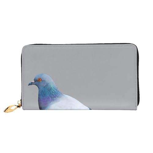 YFSGDLBN Geldbörse mit Taubenmotiv, lang, echtes Leder, Münzgeldbörse, Clutch, Geldbörse, Reißverschluss, Karten-Aufbewahrungstasche von YFSGDLBN