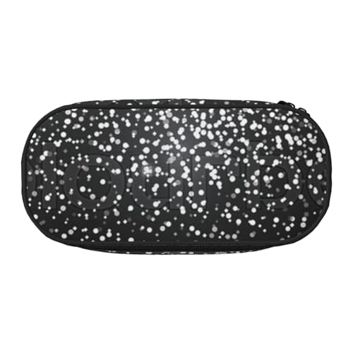 YFSGDLBN Glänzendes silberfarbenes Federmäppchen mit Glitzer-Aufdruck, Federmäppchen, tragbare Schreibwaren-Tasche, Schwarz , Einheitsgröße, Münztasche von YFSGDLBN