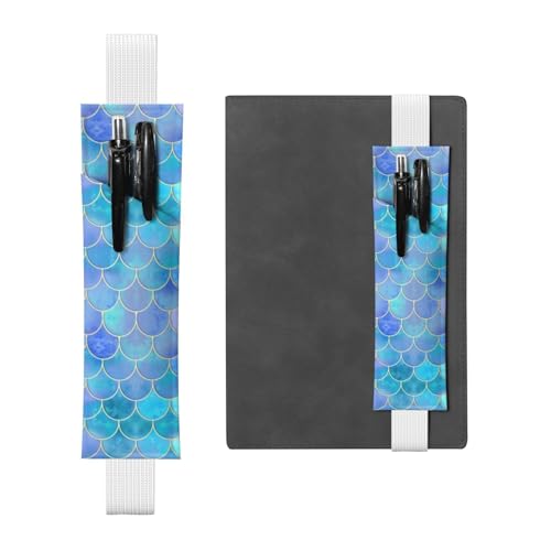 YFSGDLBN Goldene Meerjungfrauenschuppe bedrucktes Leder-Stifthalter Lesezeichen Federmäppchen, weiß, Einheitsgröße, Münztasche von YFSGDLBN