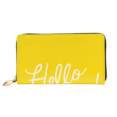 YFSGDLBN Goodlooking Hello Sunshine bedruckte lange Geldbörse aus echtem Leder mit Reißverschluss für Karten von YFSGDLBN