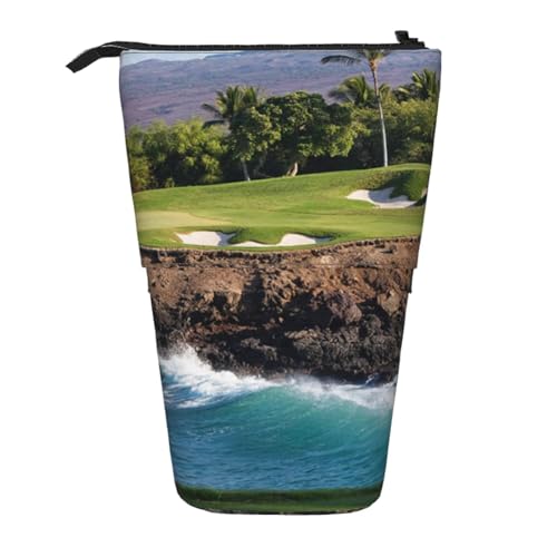 YFSGDLBN Hawaii Beach Golf Course bedrucktes Teleskop-Federmäppchen von YFSGDLBN