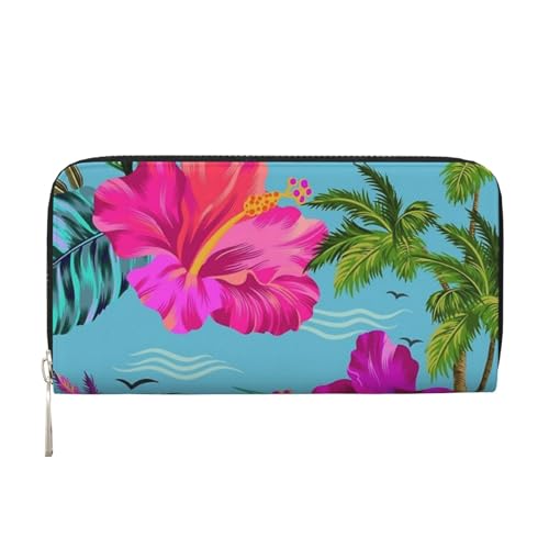 YFSGDLBN Hello Hawaii Bedruckte Leder Handgeldbörse Lang Echtleder Geldbörse Münzbörse, Schwarz , Einheitsgröße von YFSGDLBN