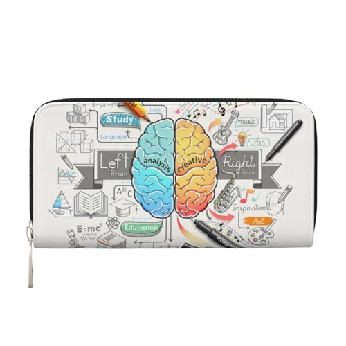 YFSGDLBN Human Brain Printed Leather Hand Wallet Long Genuine Leather Wallet Coin Purse, Schwarz , Einheitsgröße von YFSGDLBN