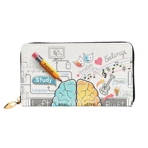 YFSGDLBN Human Brain Printed Long Genuine Leather Wallet Coin Purse Clutch Wallet Zip Card Storage Bag von YFSGDLBN