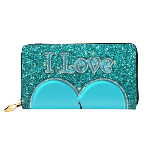 YFSGDLBN I Love Gymnastics bedruckte lange Geldbörse aus echtem Leder mit Reißverschluss für Karten von YFSGDLBN