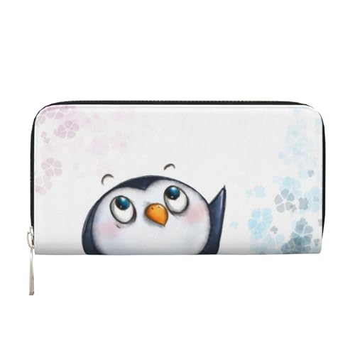 YFSGDLBN I Love Penguins Bedruckte Leder Handgeldbörse Lang Echtes Leder Geldbörse Münzbörse, Schwarz , Einheitsgröße von YFSGDLBN