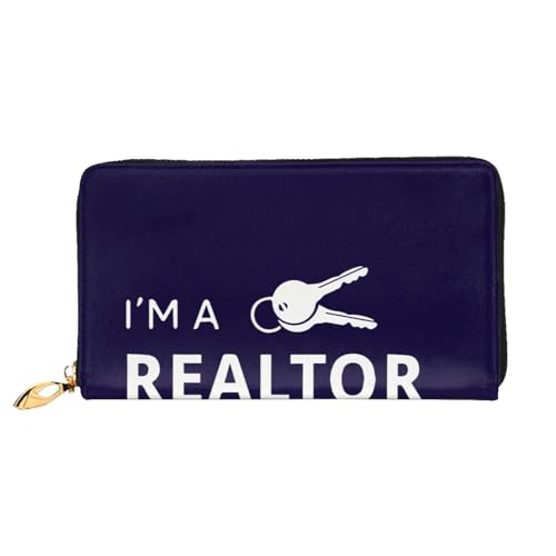 YFSGDLBN I'm A Realtor Ask Me Bedruckte lange Geldbörse aus echtem Leder Geldbörse Münzgeldbörse Clutch-Geldbörse Reißverschluss Kartenaufbewahrungstasche von YFSGDLBN