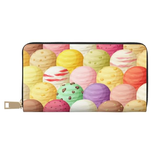 YFSGDLBN Ice Cream Printed Long Leather Wallet Clutch Wallet Zip Card Case, weiß, Einheitsgröße von YFSGDLBN