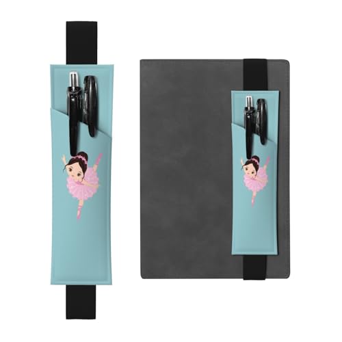 YFSGDLBN Kleine Ballerina tanzendes Mädchen bedrucktes Leder-Stifthalter-Lesezeichen-Federmäppchen, Schwarz , Einheitsgröße, Münztasche von YFSGDLBN