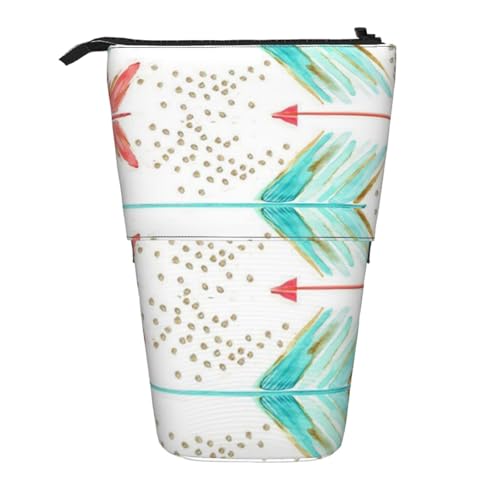 YFSGDLBN Koralle und blaugrüne Pfeile bedrucktes Teleskop-Federmäppchen von YFSGDLBN