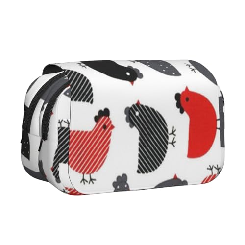 YFSGDLBN Kreatives Federmäppchen mit Cartoon-Huhn-Motiv, doppeltes Klappetui von YFSGDLBN