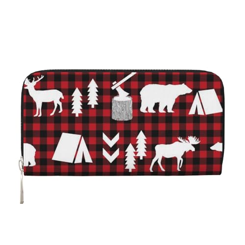 YFSGDLBN Kuh Hirsch Baum Weihnachten Bedruckte Leder Hand Geldbörse Lang Echtes Leder Geldbörse Münzbörse, Schwarz , Einheitsgröße von YFSGDLBN