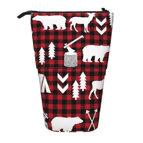 YFSGDLBN Kuh Hirsch Baum Weihnachten Bedrucktes Bleistift Teleskop Vertikales Federmäppchen von YFSGDLBN