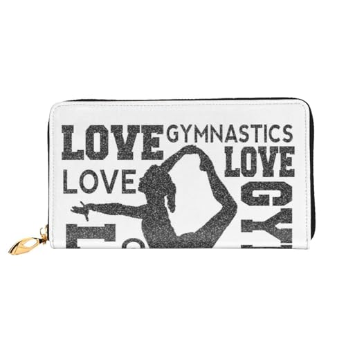 YFSGDLBN Love Gymnastics bedruckte lange Geldbörse aus echtem Leder, Münzgeldbörse, Clutch, Geldbörse, Reißverschluss, Kartenaufbewahrungstasche von YFSGDLBN