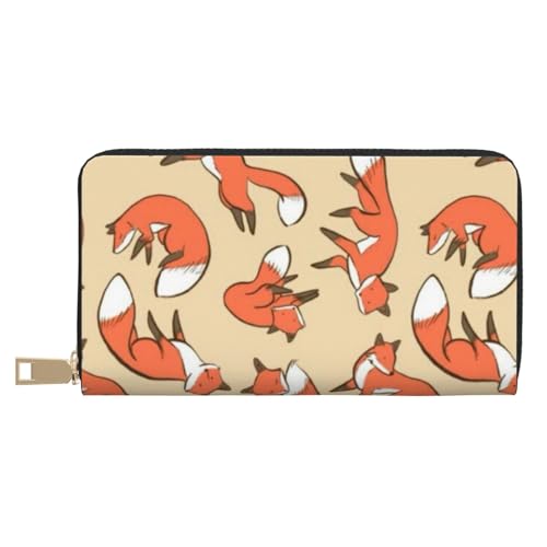 YFSGDLBN Many Foxes Printed Long Leather Wallet Clutch Wallet Zip Card Case, weiß, Einheitsgröße von YFSGDLBN