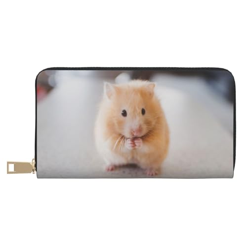 YFSGDLBN Maroon Hamster Printed Long Leather Wallet Clutch Wallet Zip Card Case, weiß, Einheitsgröße von YFSGDLBN