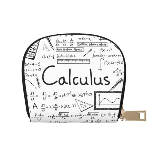 YFSGDLBN Mathe Geometrie Geek Calculus Bedruckte Lederschale Kartentasche Reißverschluss Kartenhalter Münzorganizer, weiß, Einheitsgröße von YFSGDLBN