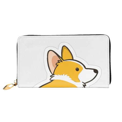YFSGDLBN Niedliche Corgi Butt bedruckte lange Geldbörse aus echtem Leder mit Reißverschluss für Karten von YFSGDLBN