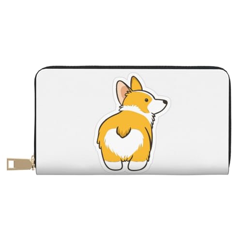 YFSGDLBN Niedliche Corgi Butt bedruckte lange Ledergeldbörse Clutch Geldbörse Reißverschluss Kartenetui, weiß, Einheitsgröße von YFSGDLBN