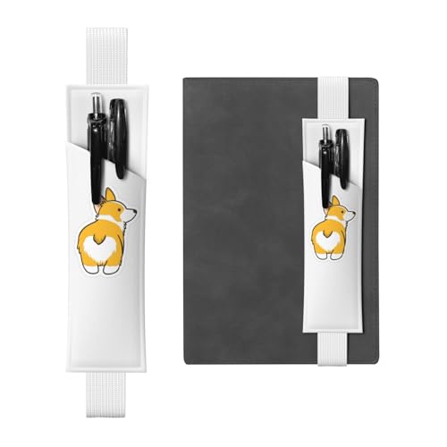 YFSGDLBN Niedlicher Corgi Butt bedruckter Leder-Stifthalter Lesezeichen Federmäppchen, weiß, Einheitsgröße, Münztasche von YFSGDLBN