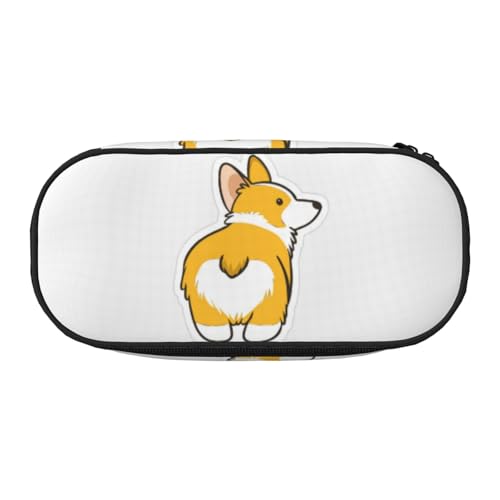YFSGDLBN Niedliches Federmäppchen mit Corgi-Button-Motiv, Federmäppchen, tragbare Schreibwaren-Tasche, Schwarz , Einheitsgröße, Münztasche von YFSGDLBN