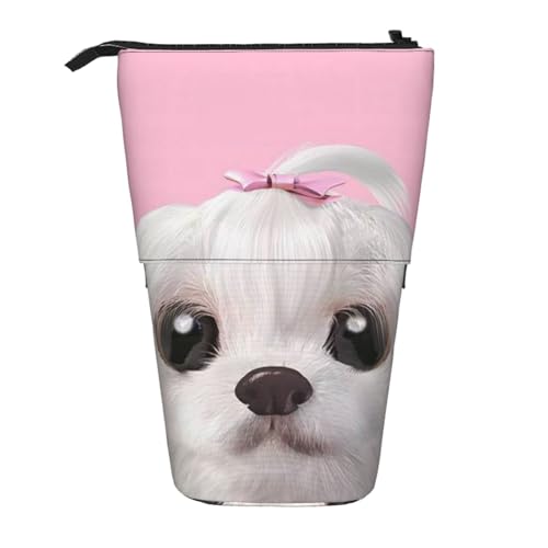 YFSGDLBN Niedliches Federmäppchen mit Malteser-Motiv, bedruckt, vertikal, Teleskop-Federmäppchen von YFSGDLBN