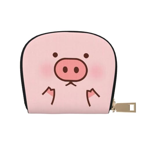 YFSGDLBN Niedliches Schweinchen bedrucktes Lederetui Kartenetui Reißverschluss Kartenhalter Münzorganizer, weiß, Einheitsgröße von YFSGDLBN