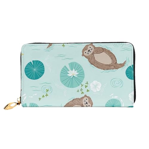 YFSGDLBN Otters bedruckte lange Geldbörse aus echtem Leder, Münzgeldbörse, Clutch, Geldbörse, Reißverschluss, Kartenaufbewahrungstasche von YFSGDLBN
