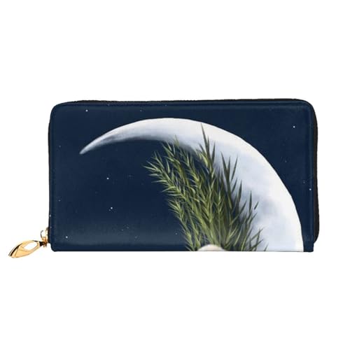 YFSGDLBN Panda und Mond bedruckte lange Geldbörse aus echtem Leder, Münzgeldbörse, Clutch, Geldbörse, Reißverschluss, Karten-Aufbewahrungstasche von YFSGDLBN